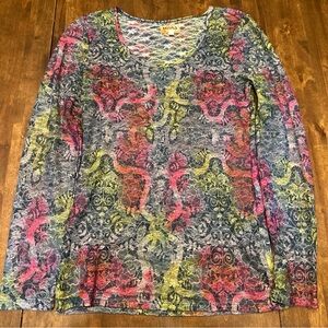 vintage 90s y2k tank top large L green floral lace cottage festival fairy hippie